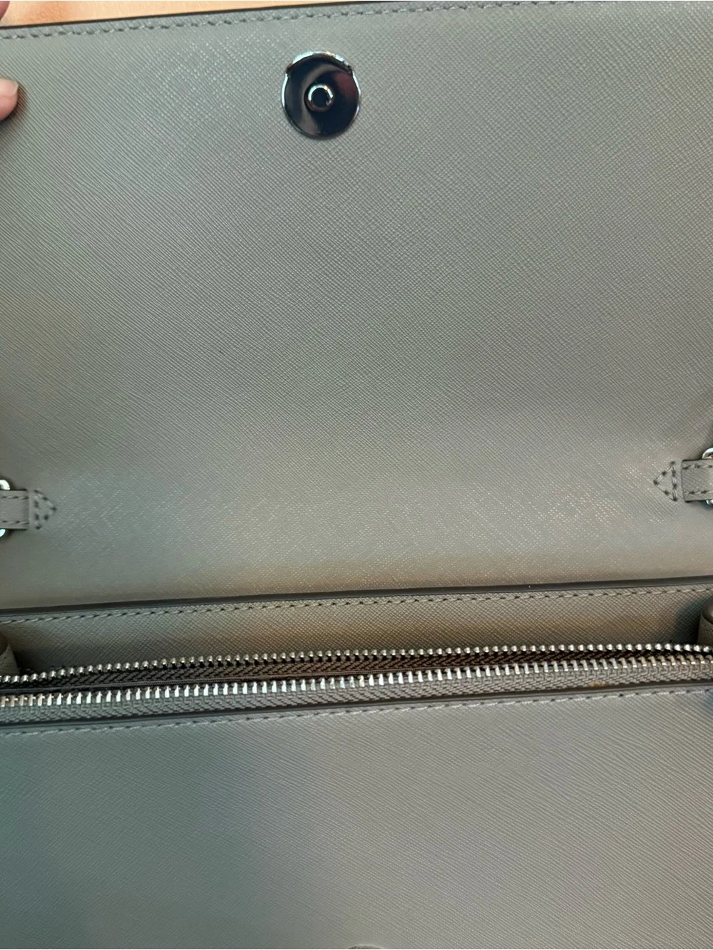 Tory‎ Burch Emerson Combo Crossbody Bag Gray Heron Leather Purse NWT